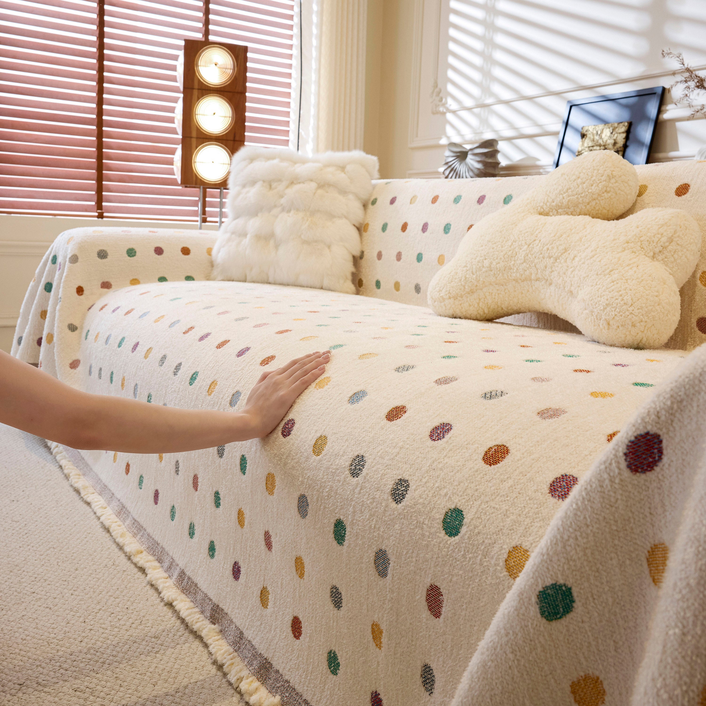 Decorative Plush Textured Woven Sofa Cover Throw, Cozy Soft Couch Protector Blanket