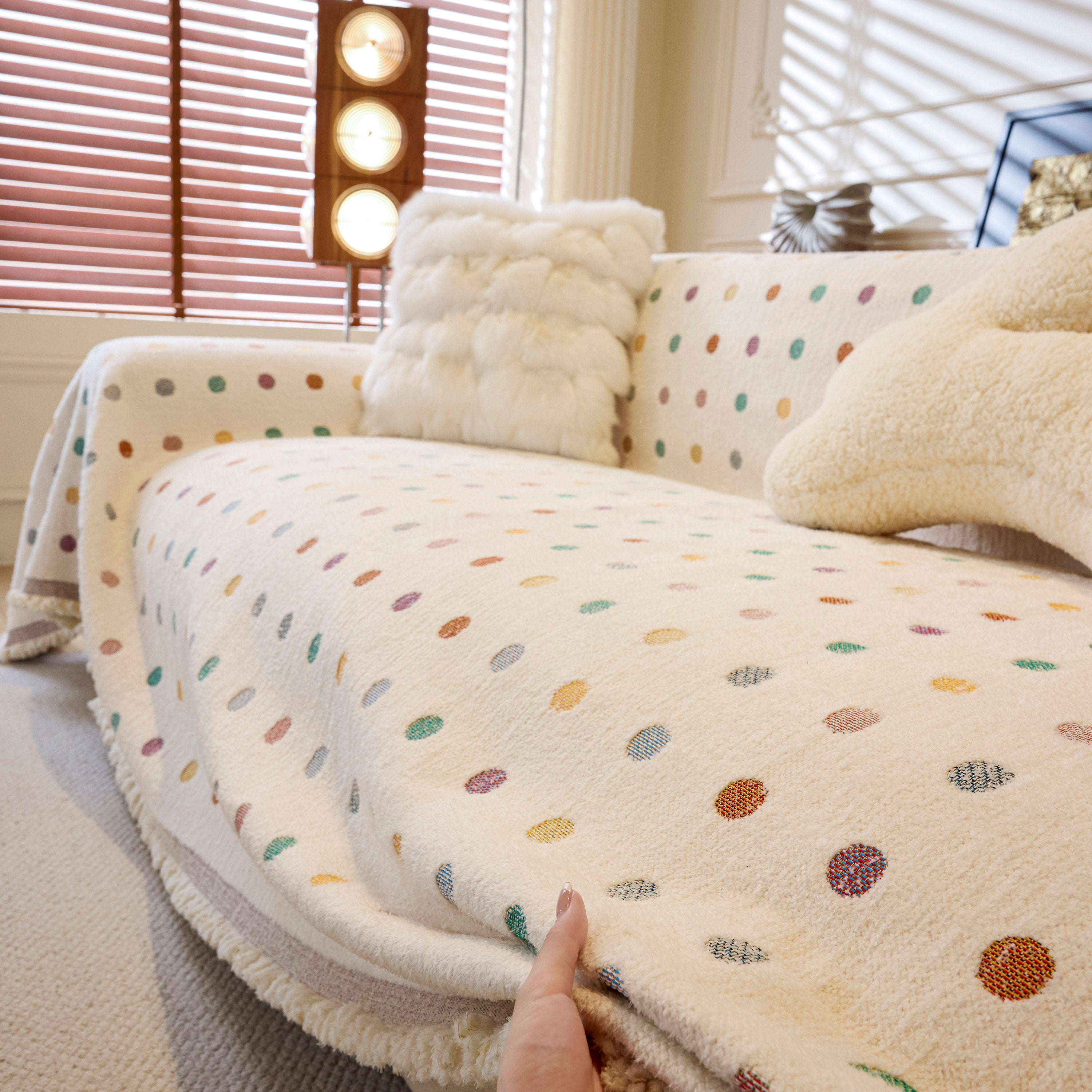 Decorative Plush Textured Woven Sofa Cover Throw, Cozy Soft Couch Protector Blanket