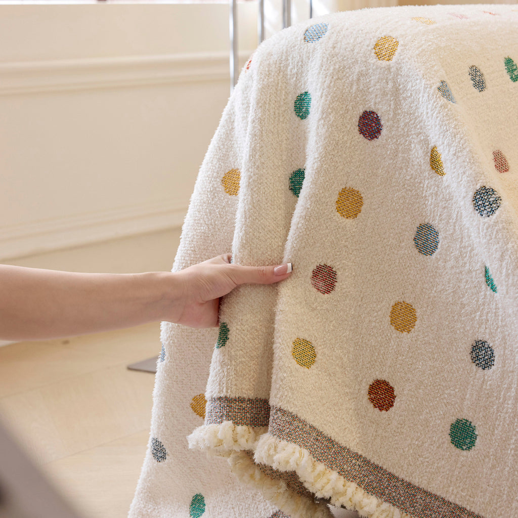 Decorative Plush Textured Woven Sofa Cover Throw, Cozy Soft Couch Protector Blanket