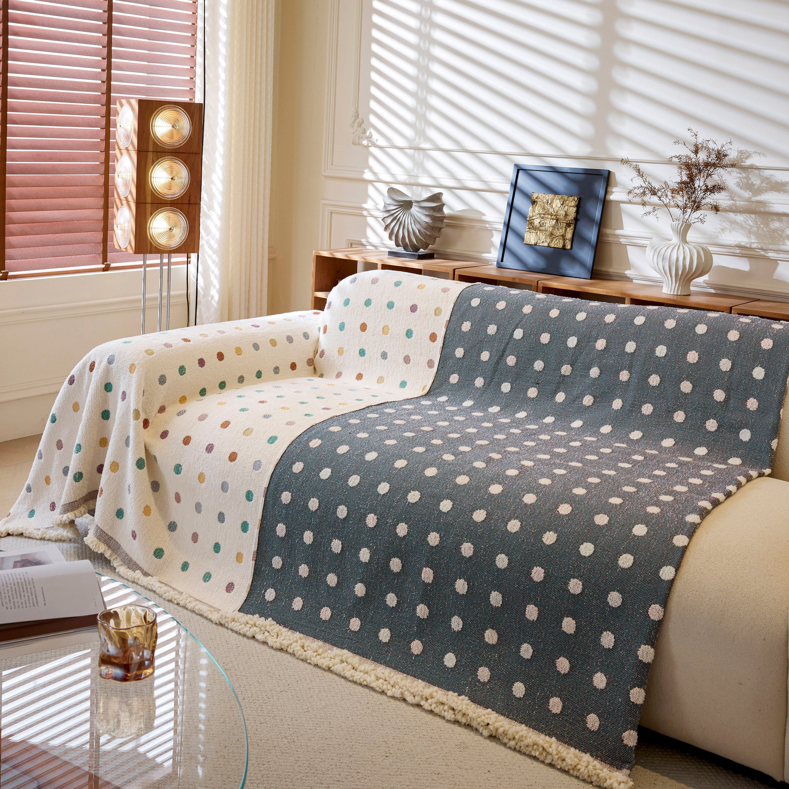 Decorative Plush Textured Woven Sofa Cover Throw, Cozy Soft Couch Protector Blanket