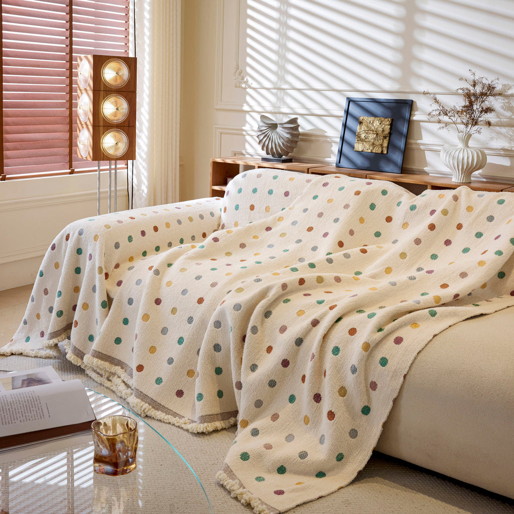 Decorative Plush Textured Woven Sofa Cover Throw, Cozy Soft Couch Protector Blanket