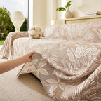 Tropical Botanical Leaf Texture Furniture Protector Blanket Soft Breathable Sofa Cover