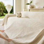 Tropical Botanical Leaf Texture Furniture Protector Blanket Soft Breathable Sofa Cover