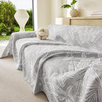 Tropical Botanical Leaf Texture Furniture Protector Blanket Soft Breathable Sofa Cover