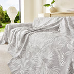 Tropical Botanical Leaf Texture Furniture Protector Blanket Soft Breathable Sofa Cover