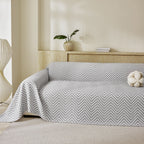 Three Layer Woven Soft Breathable Sofa Cover Blanket, Textured Chevron Couch Cover