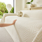 Three Layer Woven Soft Breathable Sofa Cover Blanket, Textured Chevron Couch Cover