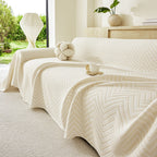 Three Layer Woven Soft Breathable Sofa Cover Blanket, Textured Chevron Couch Cover