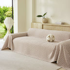 Three Layer Woven Soft Breathable Sofa Cover Blanket, Textured Chevron Couch Cover
