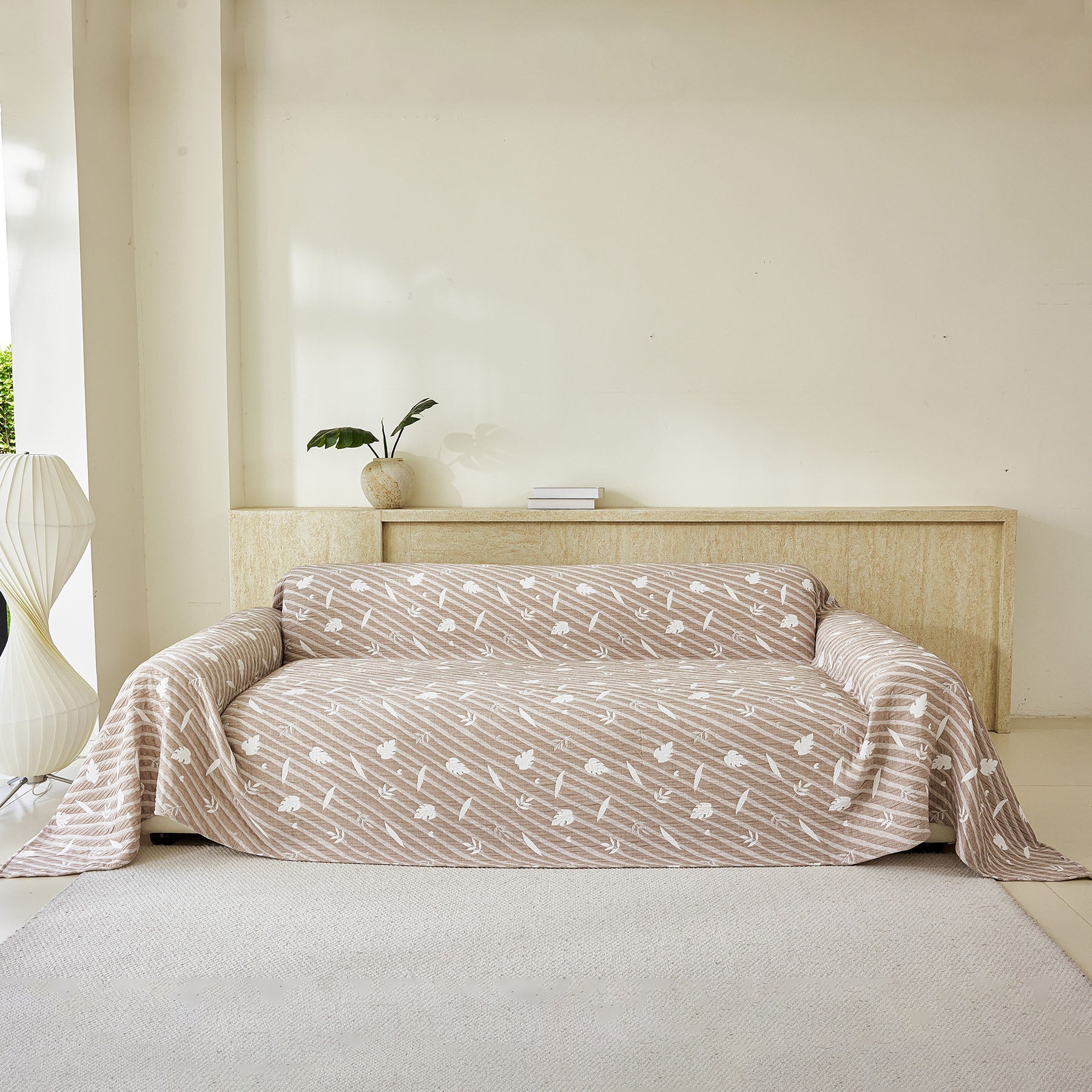 Soft Breathable Sofa Cover Blanket,Botanical Embossed Furniture Protector Throw Cover