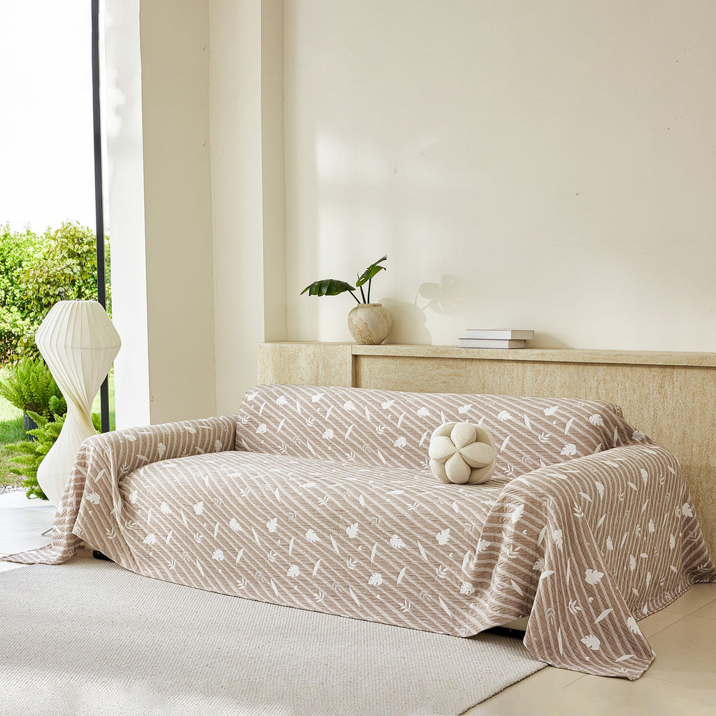 Soft Breathable Sofa Cover Blanket,Botanical Embossed Furniture Protector Throw Cover