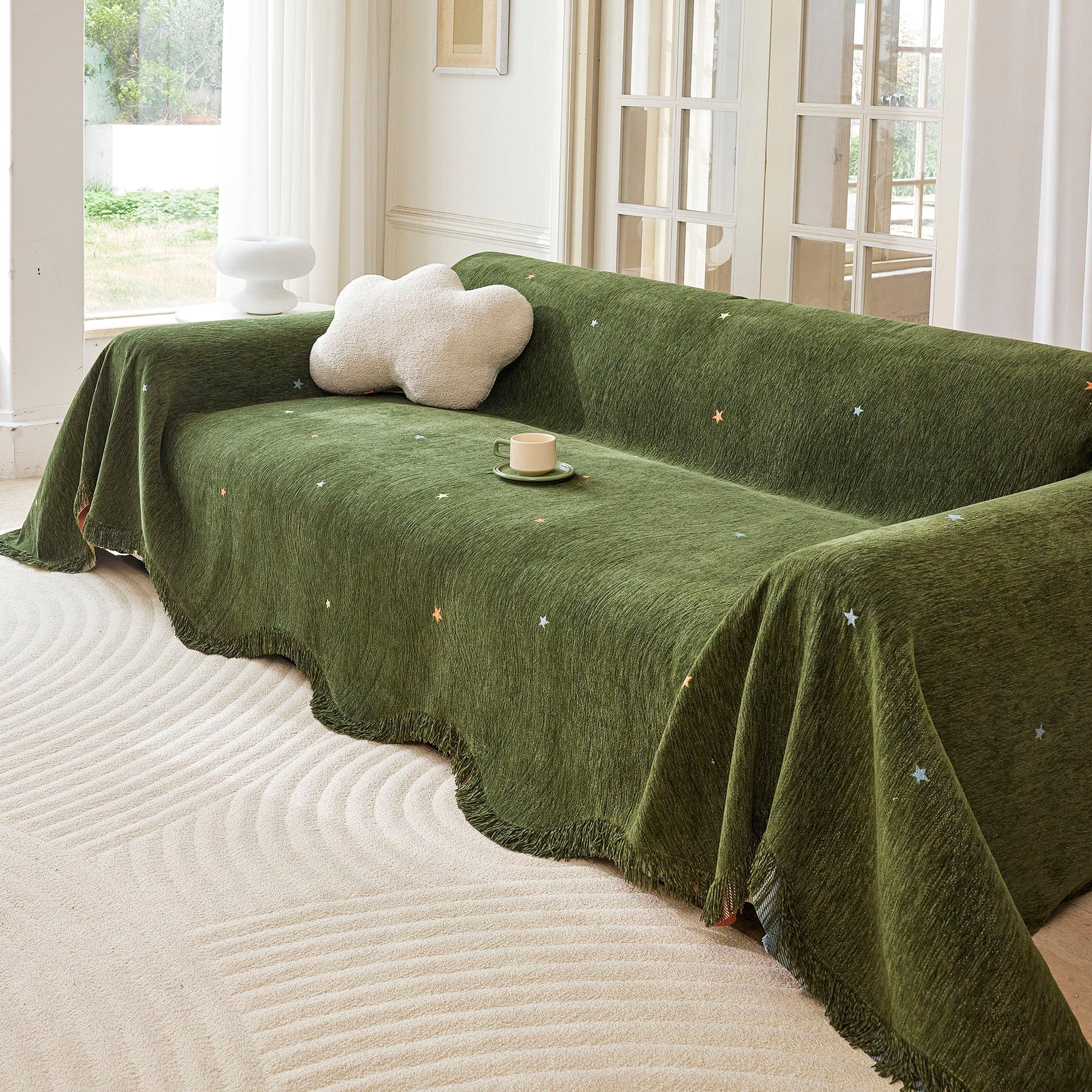 Soft Jacquard Sofa Cover for Dogs, Boho Chenille Sofa Slipcover for Pets Washable
