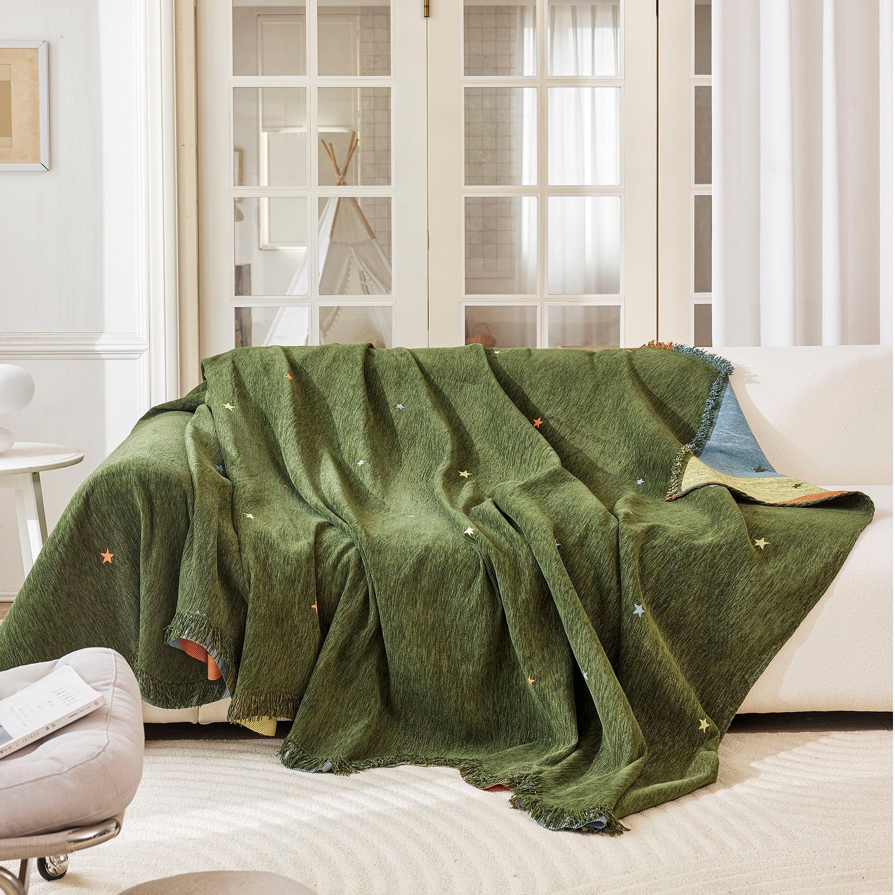 Soft Jacquard Sofa Cover for Dogs, Boho Chenille Sofa Slipcover for Pets Washable