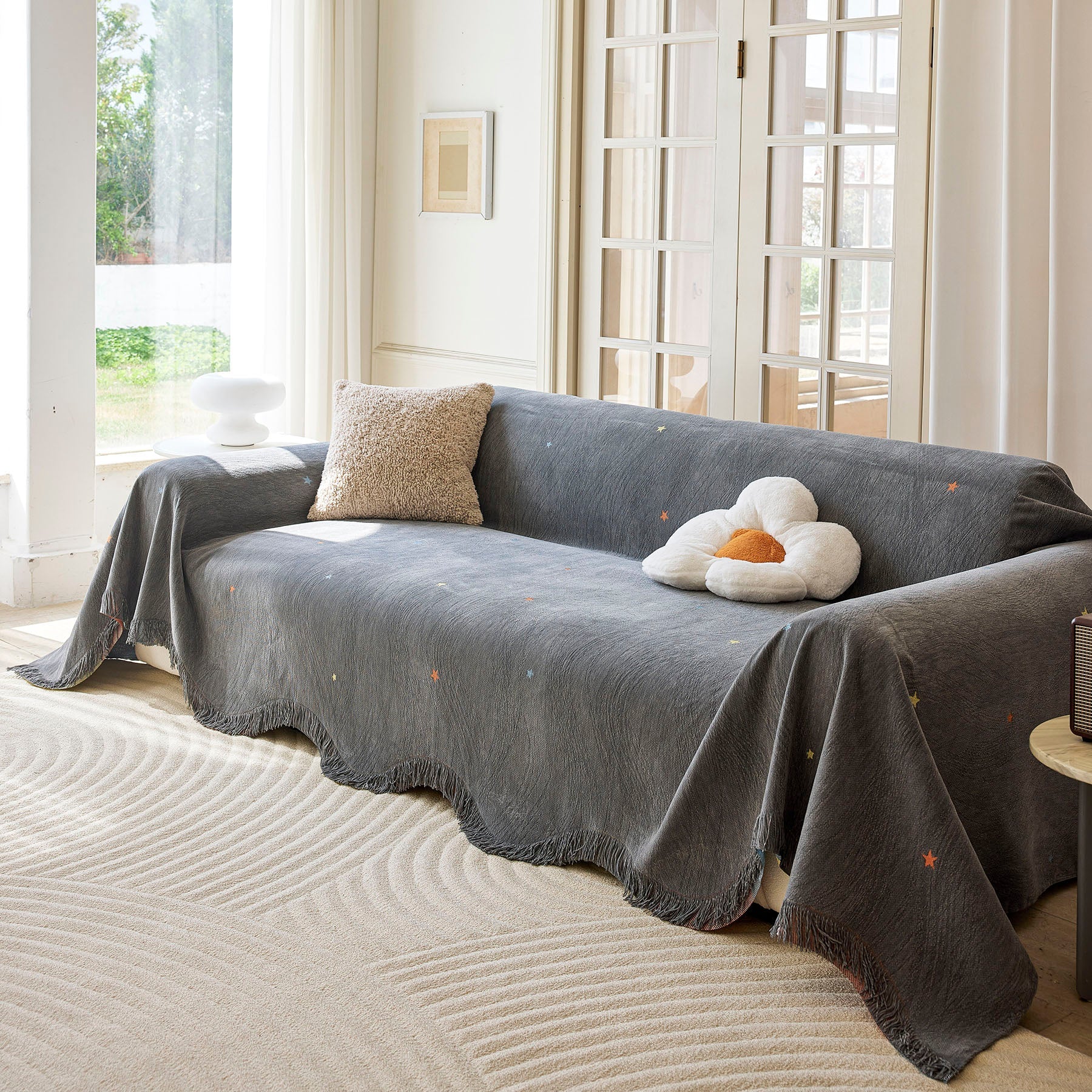 Soft Jacquard Sofa Cover for Dogs, Boho Chenille Sofa Slipcover for Pets Washable