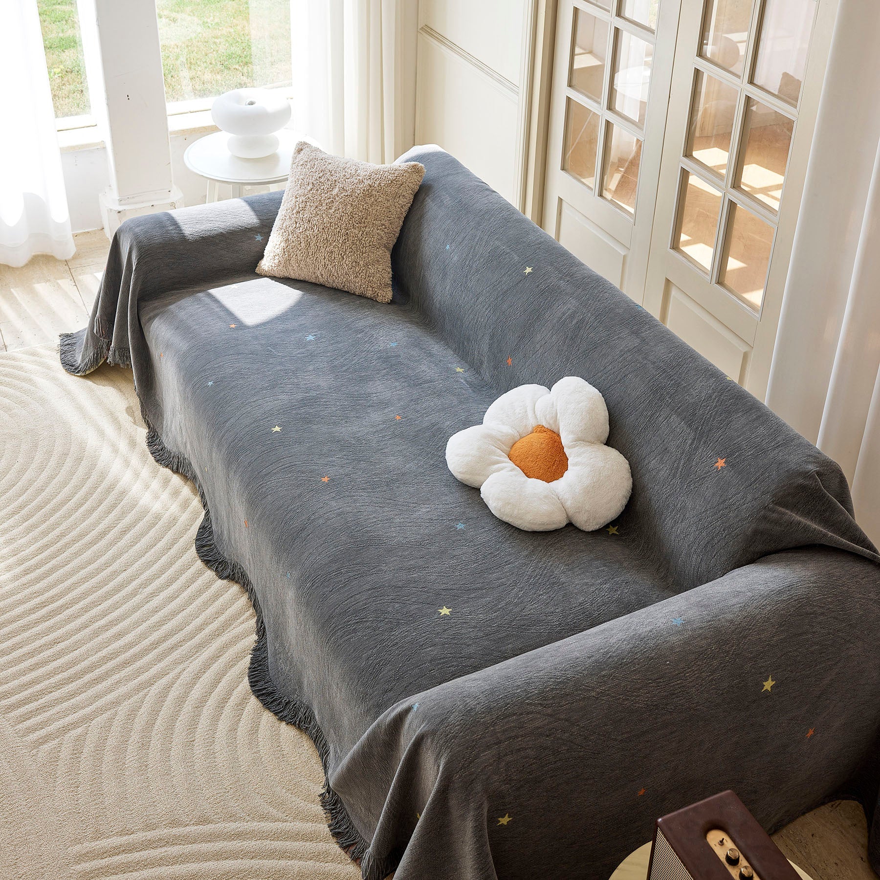 Soft Jacquard Sofa Cover for Dogs, Boho Chenille Sofa Slipcover for Pets Washable