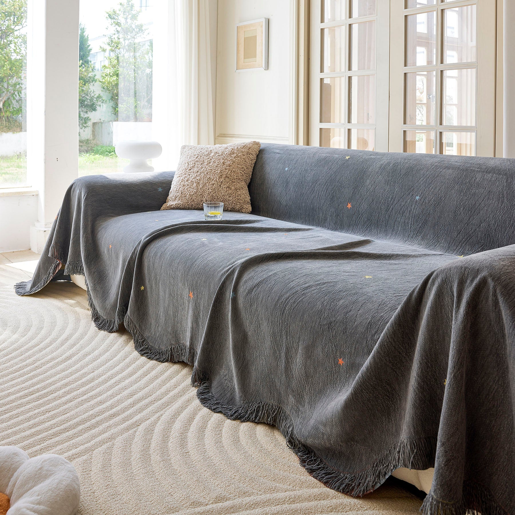 Soft Jacquard Sofa Cover for Dogs, Boho Chenille Sofa Slipcover for Pets Washable