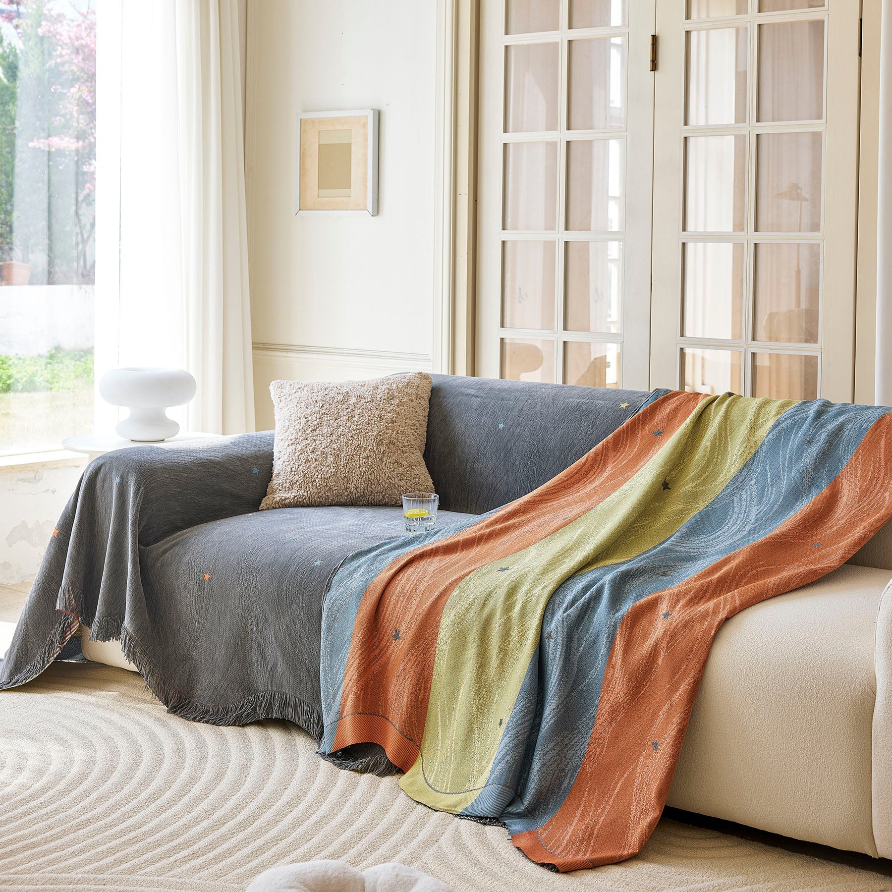 Soft Jacquard Sofa Cover for Dogs, Boho Chenille Sofa Slipcover for Pets Washable