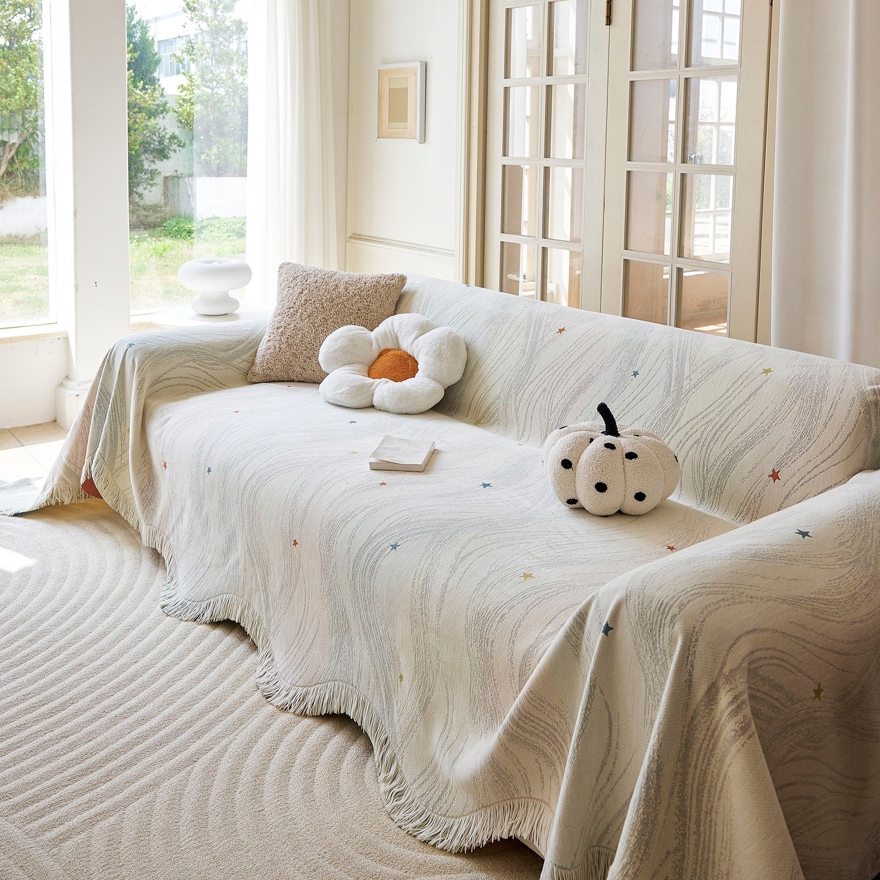 Soft Jacquard Sofa Cover for Dogs, Boho Chenille Sofa Slipcover for Pets Washable