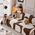 Modern Abstract Chenille Sofa Cover, Large Soft Throw Blanket with Tassels for Couch