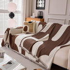 Modern Abstract Chenille Sofa Cover, Large Soft Throw Blanket with Tassels for Couch