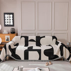 Modern Abstract Chenille Sofa Cover, Large Soft Throw Blanket with Tassels for Couch