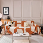 Modern Abstract Chenille Sofa Cover, Large Soft Throw Blanket with Tassels for Couch