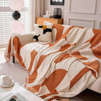 Modern Abstract Chenille Sofa Cover, Large Soft Throw Blanket with Tassels for Couch