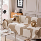 Modern Abstract Chenille Sofa Cover, Large Soft Throw Blanket with Tassels for Couch