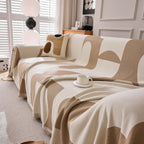 Modern Abstract Chenille Sofa Cover, Large Soft Throw Blanket with Tassels for Couch