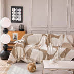 Modern Abstract Chenille Sofa Cover, Large Soft Throw Blanket with Tassels for Couch