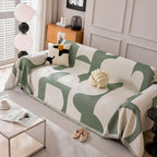 Modern Abstract Chenille Sofa Cover, Large Soft Throw Blanket with Tassels for Couch