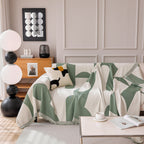 Modern Abstract Chenille Sofa Cover, Large Soft Throw Blanket with Tassels for Couch