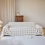 Geometric Jacquard Plush Warm Sofa Couch Cover Coral Fleece Throw Blanket for Couch