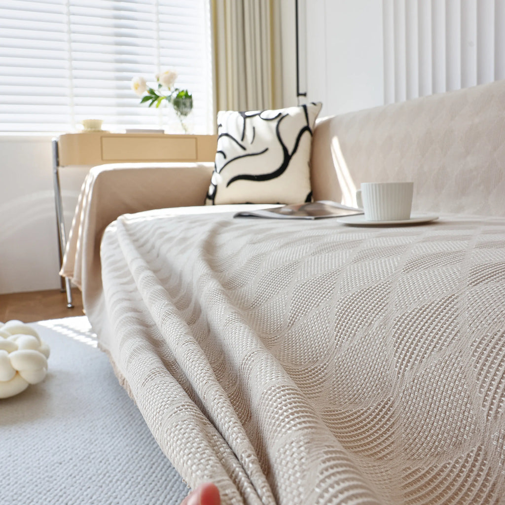 Textured Chenille Sofa Cover Throw, Soft Washable Couch Blanket Protector for Pets