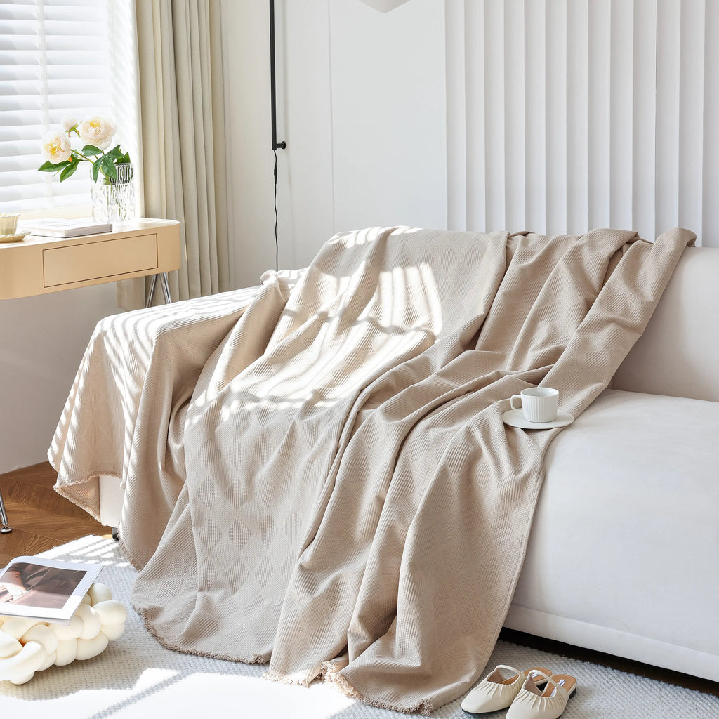Textured Chenille Sofa Cover Throw, Soft Washable Couch Blanket Protector for Pets