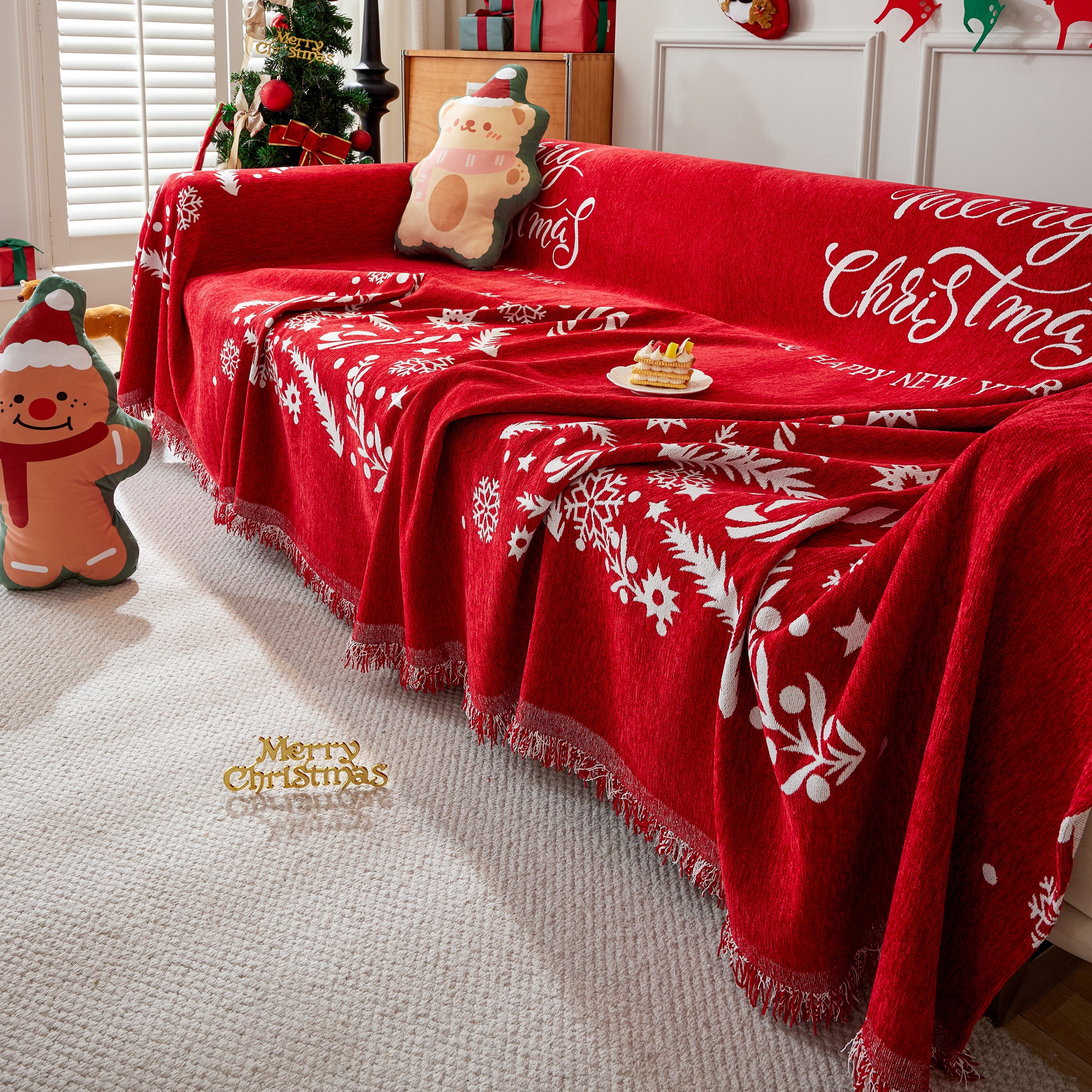 Cozy Chenille Couch Cover Blanket, Non Slip Sofa Cover, Furniture Covers for Pets