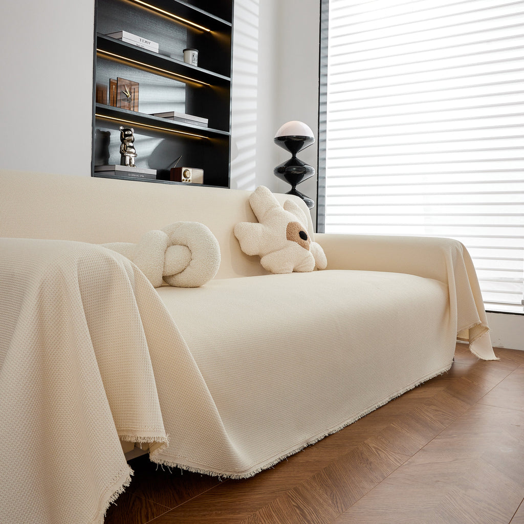 Waterproof Waffle Lattice Sofa Throw, Sofa Towel Cover for Couches, Simple Sofa Cover Blanket