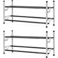 Adjustable Expandable Shoe Rack, 2-Tier, Flat or Angled Shelves, Chrome