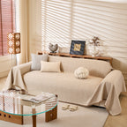 Linen-Look Textured Couch Throw Cover, Breathable Sofa Blanket & Furniture Protector