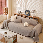 Linen-Look Textured Couch Throw Cover, Breathable Sofa Blanket & Furniture Protector