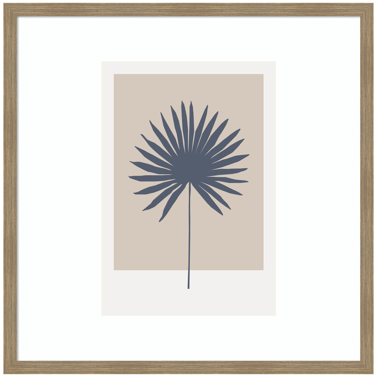 Muted Tan and Blue Colorblock Botanical Palm by The Creative Bunch Studio Framed Wall Art Print