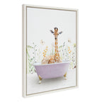 Sylvie Giraffe In Spring Bath Framed Canvas by Amy Peterson Art Studio