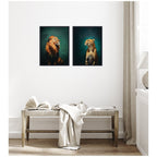Twlight Lion and Cheetah 2 Piece Framed Canvas Wall Art Set by The Creative Bunch Studio