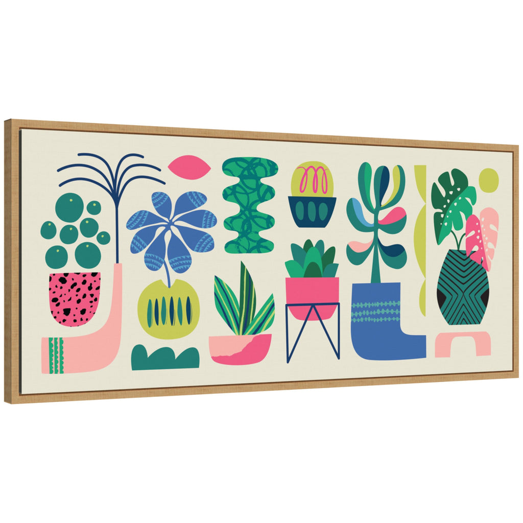 Sylvie Retro Bright Floral and Succulent Panel Framed Canvas by Rachel Lee