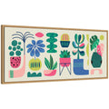 Sylvie Retro Bright Floral and Succulent Panel Framed Canvas by Rachel Lee
