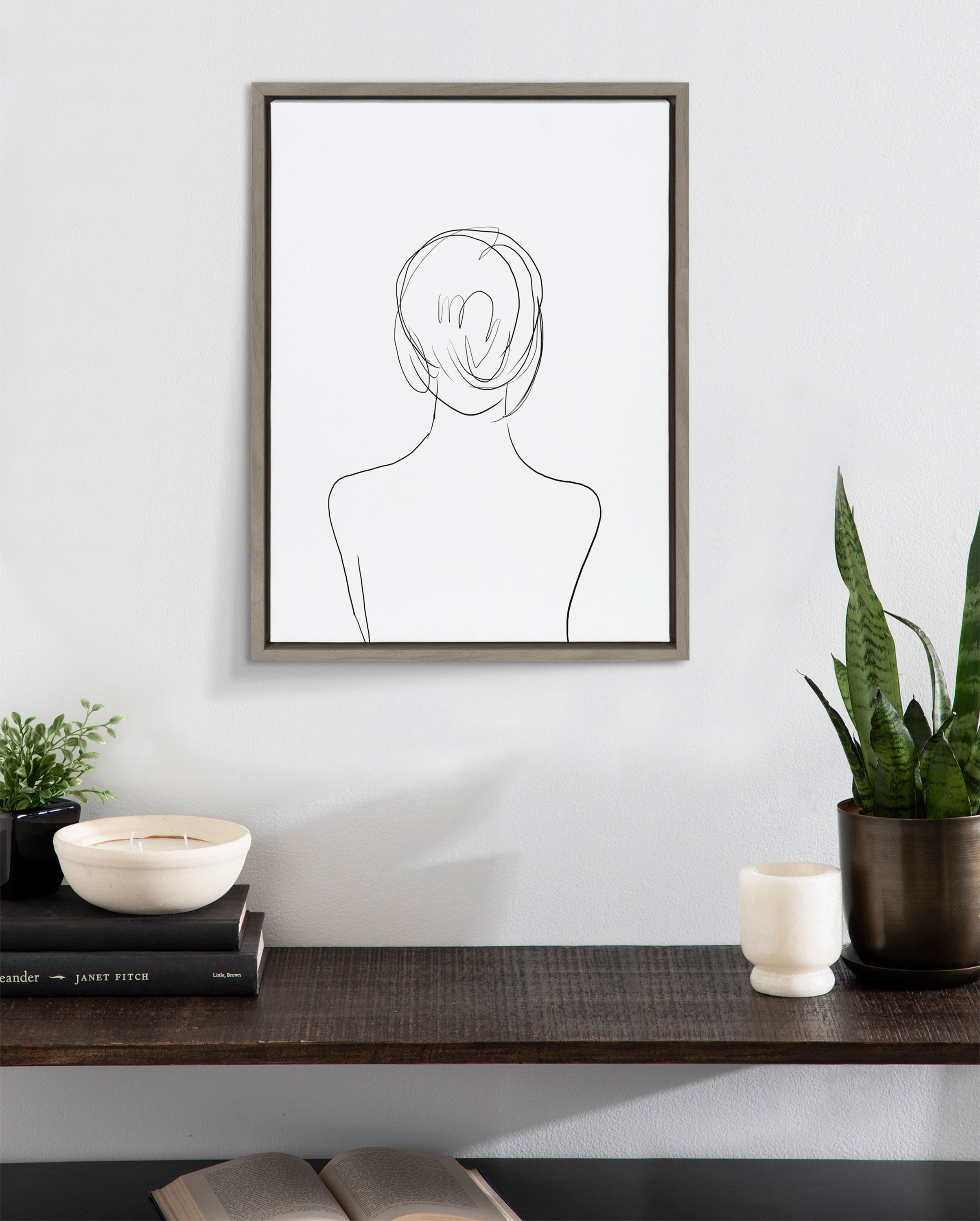 Sylvie Minimalist Woman Framed Canvas by Teju Reval of SnazzyHues