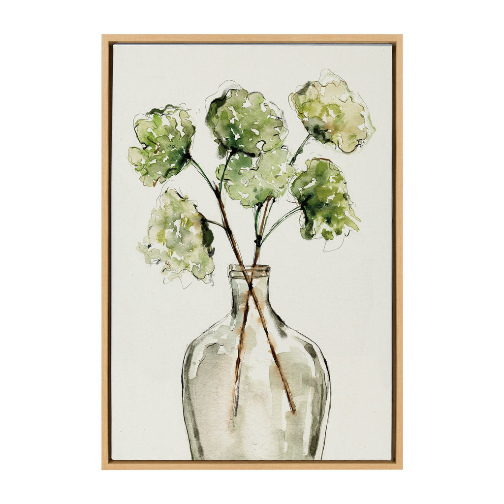 Sylvie Greenery Vase Framed Canvas by Sara Berrenson