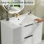 Modern Wall Mounted Floating Bathroom Vanity With Sink And Drawers