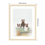 Three Bear Cubs in Cottage Green Bath by Amy Peterson Framed Wall Art Print