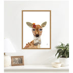 Deer with Flowers by Madeline Jeppesen Framed Canvas Wall Art Print